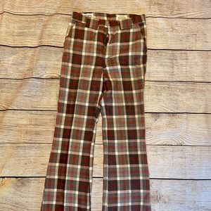 Vintage plaid bell bottom high waist pants